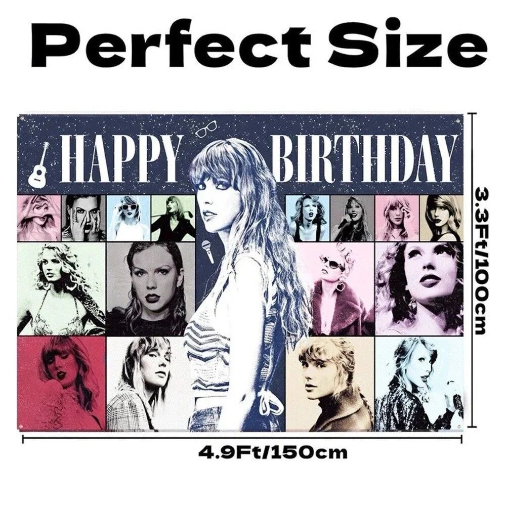 Taylor Swift Backdrop Pop Music Idol Birthday Party Background Banner Decoration